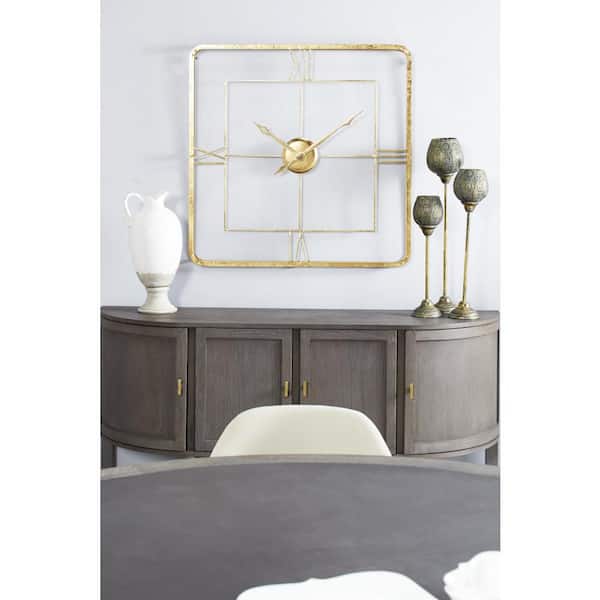 36 in. x 36 in. Gold Metal Open Frame Wall Clock