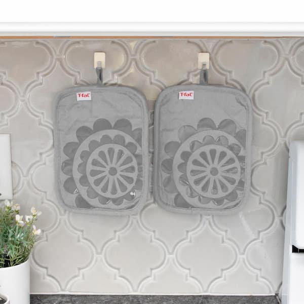 T-fal Grey Medallion Cotton Silicone Pot Holder (2-Pack) 97165 - The Home  Depot