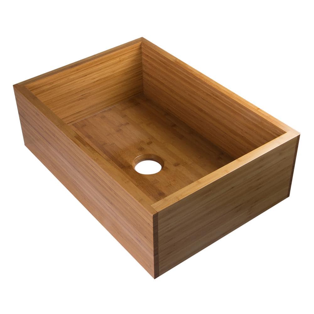 30'' Natural Bamboo Farmhouse Single Bowl Kitchen Sink
