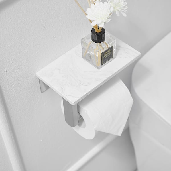 Marble Toilet Paper Holder with Shelf - On Sale - Bed Bath