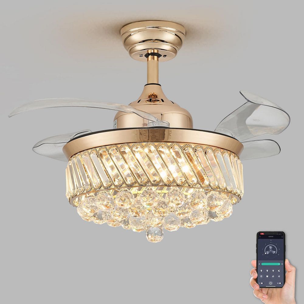 Gold Crystal Ceiling Fan Light