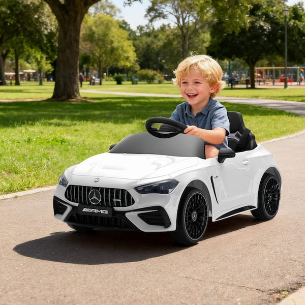 Mercedes-Benz AMG CLE53 Licensed Electric Car Kids Ride on Car with Remote Control and Music, White