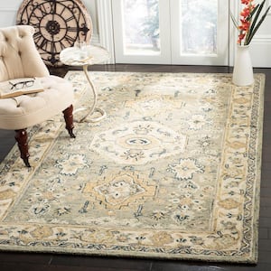 Aspen Moss/Ivory 7 ft. x 7 ft. Square Border Area Rug