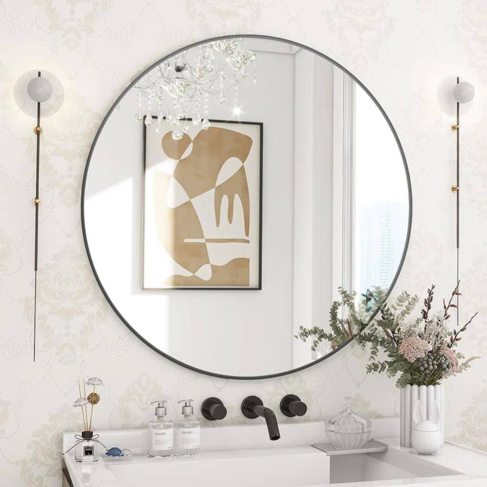 40 in. W x 40 in. H Round Aluminum Alloy Framed Bathroom Wall Mirror with Tempered Glass in Brushed Gold price history on PriceWatchPro