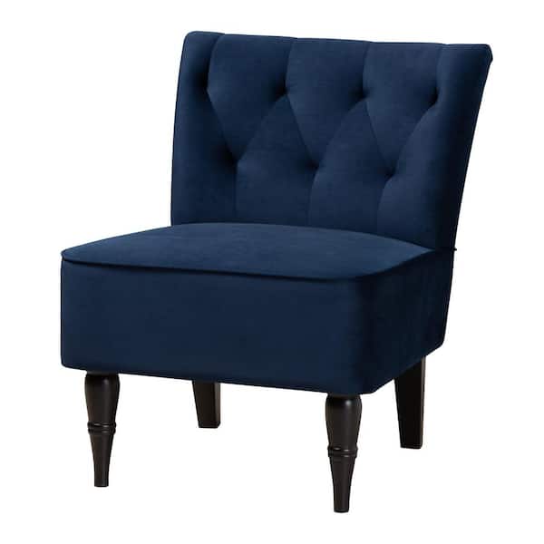 Baxton Studio Harmon Navy Blue and Black Side Chair
