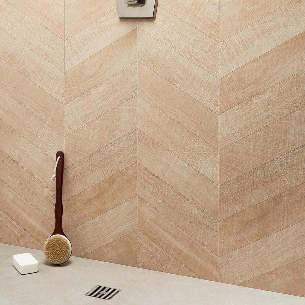 Maple Brown 24x48 Matte Porcelain Chevron Floor and Wall Tile
