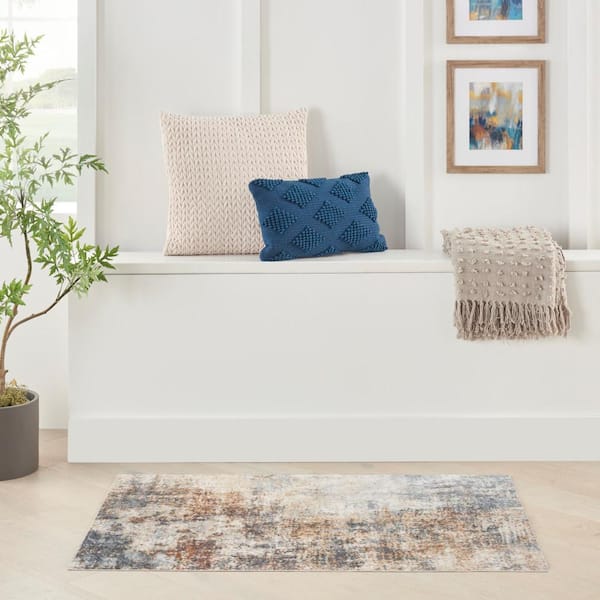 Astra Machine Washable doormat 2 ft. x 4 ft. Multicolor Abstract Contemporary Kitchen Area Rug