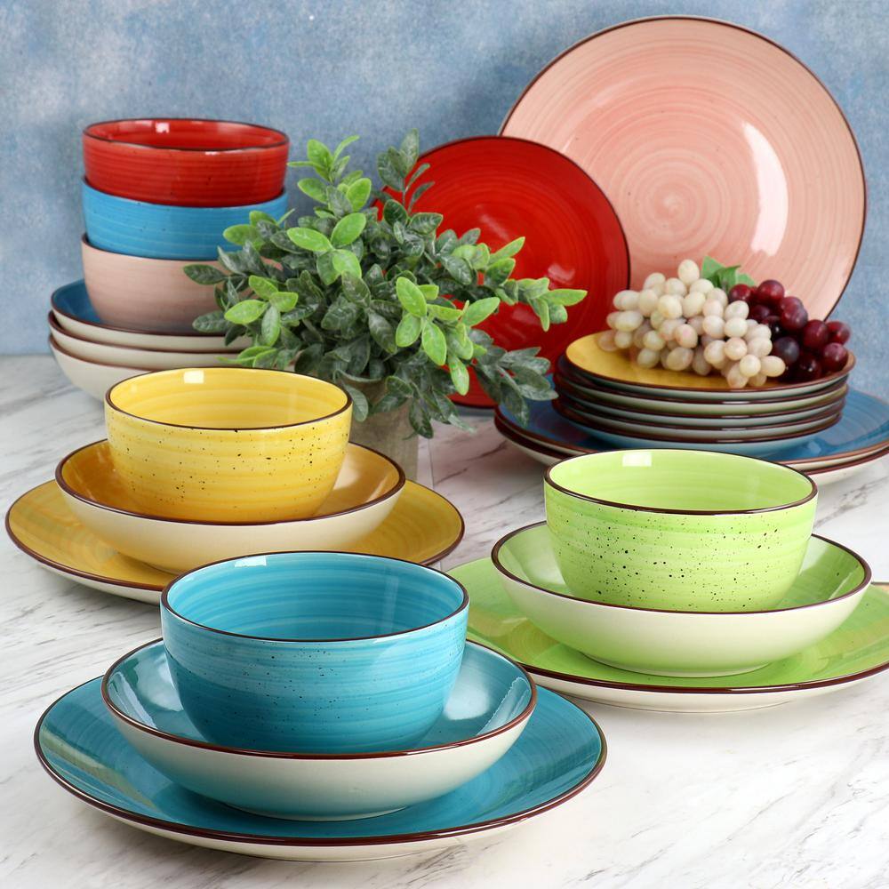 Elama 24-Piece Multicolor Ceramic Dinnerware Set