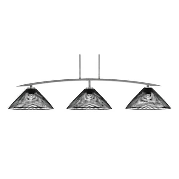 Unbranded Siena 3-Light Graphite Billiard-Light with Matte Black Metal Shades