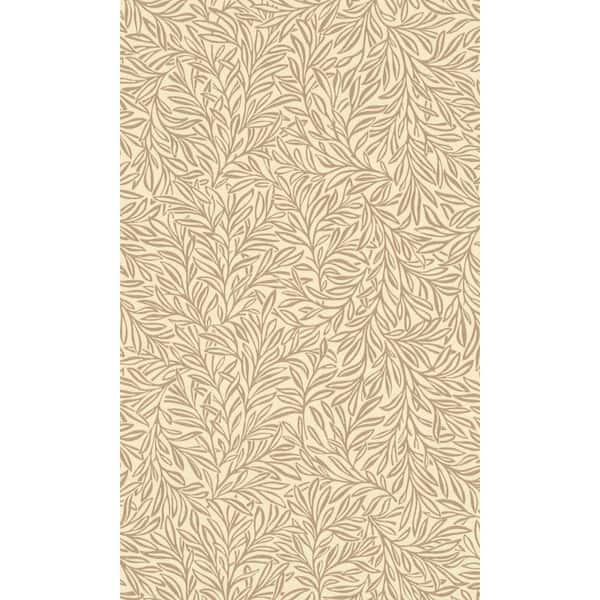 Walls Republic Beige and Gold Tiny Tropical Leaves Metallic Shelf Liner Non- Woven Non-Pasted Wallpaper (57 sq. ft.) Double Roll