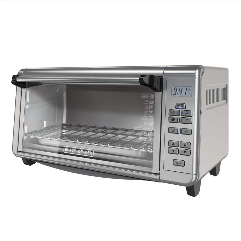 BLACK+DECKER TO3250XSB 8-Slice Extra Wide Convection Countertop Toaster  Oven, Includes Bake Pan, Broil Rack & Toasting Rack, Stainless Steel/Black
