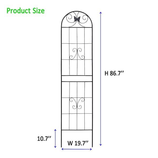 maocao hoom 86.7 in. x 19.7 in. Metal Garden Trellis Rustproof Trellis for Climbing Plants Outdoor Flower Support Black, (4 Pack)