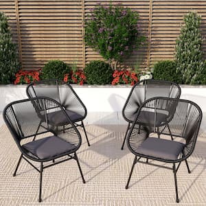 Rattan 4-Piece Metal Outdoor Dining Set with Chairs