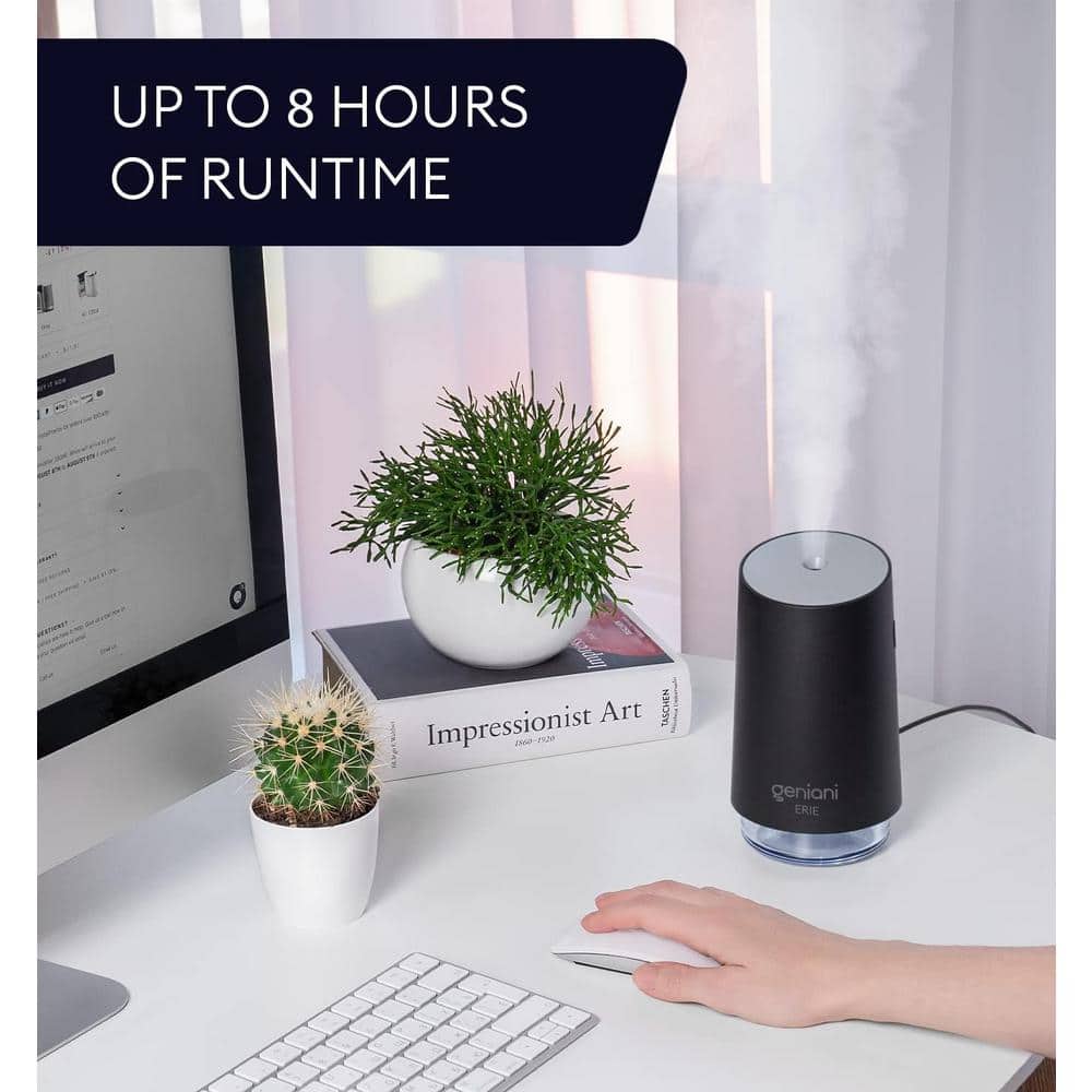 Geniani Erie Black Portable Cool Mist Tabletop Humidifier