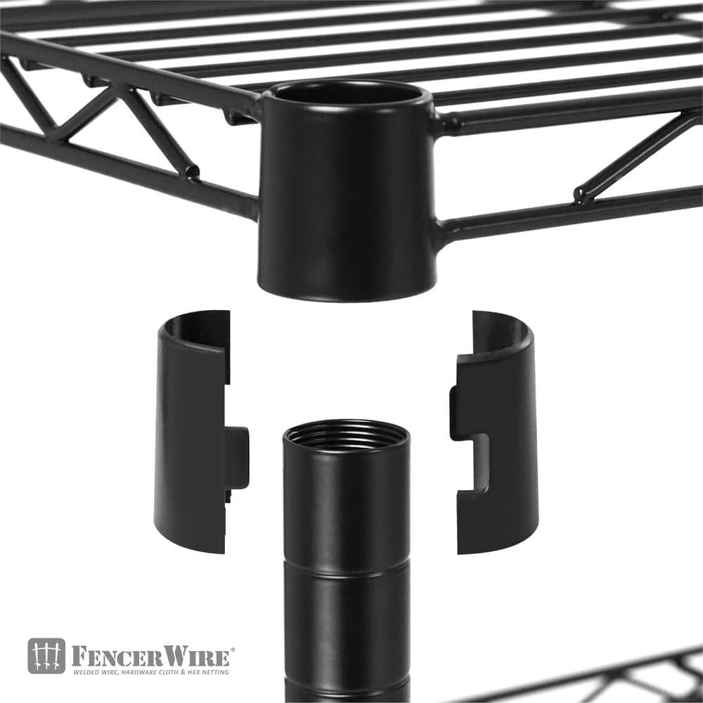 Black 60" Heavy Duty Adjustable Wire Shelving with Wheels