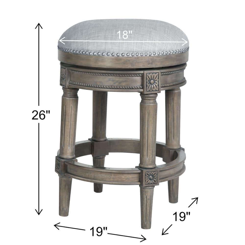 Chapman 26" Gray Wood Backless Swivel Bar Stool
