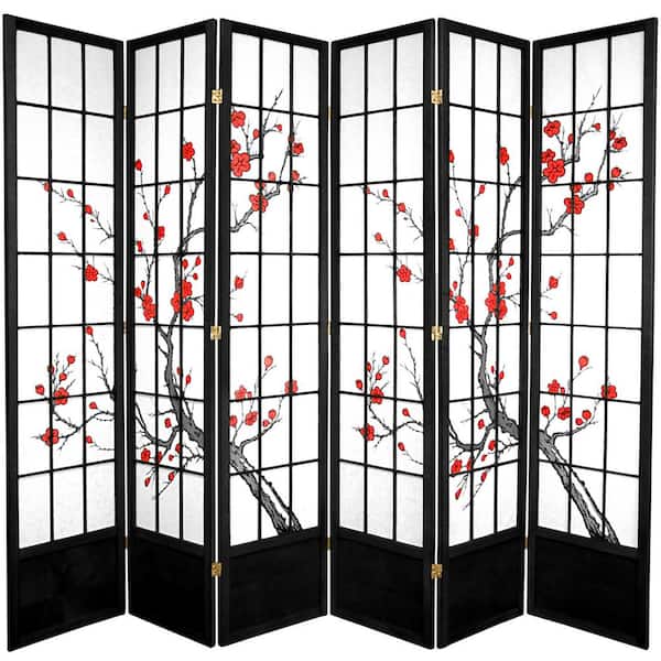 7 ft. Black 6-Panel Room Divider