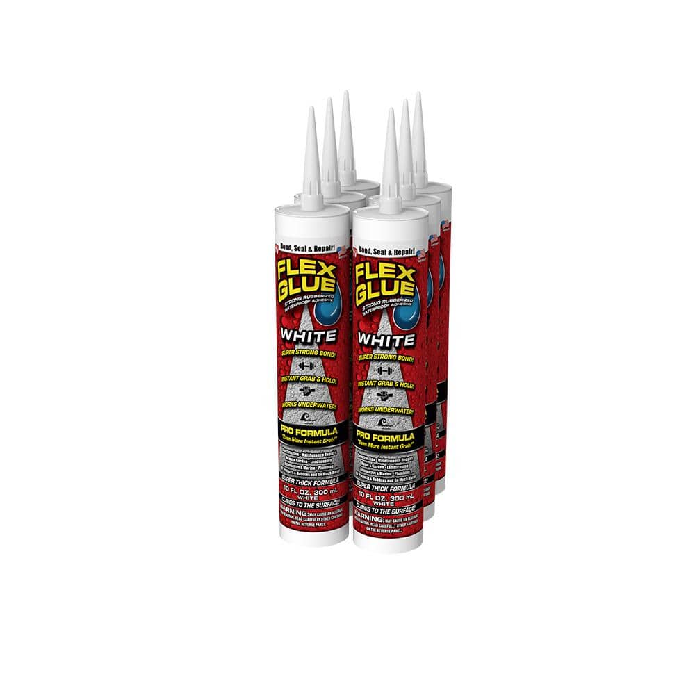 FLEX SEAL FAMILY OF PRODUCTS Flex Glue White 10 oz. Pro-Formula Strong  Rubberized Waterproof Adhesive (6-Piece) GFSTANR10-CS - The Home Depot