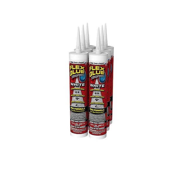 FLEX SEAL FAMILY OF PRODUCTS Flex Glue White 10 oz. Pro-Formula Strong Rubberized Waterproof Adhesive (6-Pack)