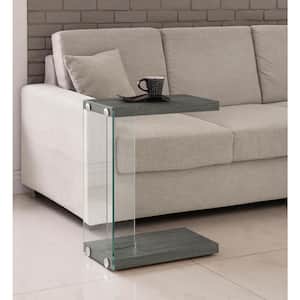 10 in. Weathered Grey and Clear Rectangle Wood C Table