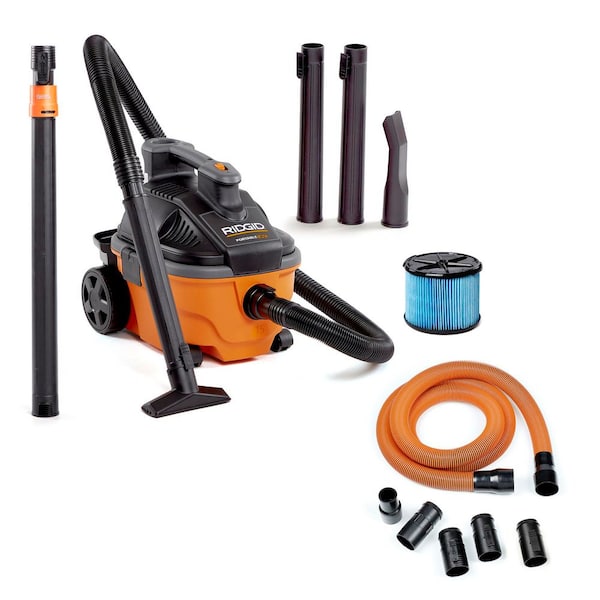 4 Gal. 5.0 Peak HP Portable Shop Vacuum WD4070 Wet Dry Vac with Fine Dust Filter, 10 ft. Pro Hose, Telescoping Wand