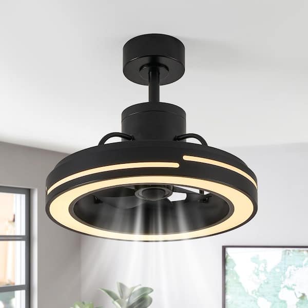 19 in. Indoor Black 3CCT Integrated LED Ceiling Fan Downrod Mount with Remote Included