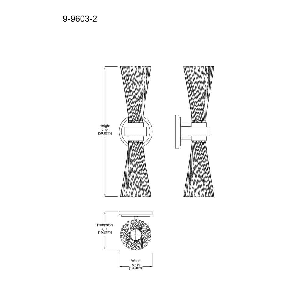 Matte Black 2-Light Dimmable Wall Sconce