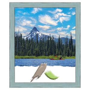 Sky Blue Rustic Wood Picture Frame Opening Size 18 x 22 in.