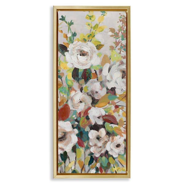 Stupell Industries Blooming Roses Array by Carol Robinson Gold Floater Frame Nature Graphic Art Print 25 in. x 11 in.