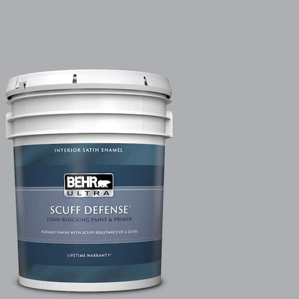 BEHR ULTRA 5 gal. #N500-3 Tin Foil Extra Durable Satin Enamel Interior Paint & Primer