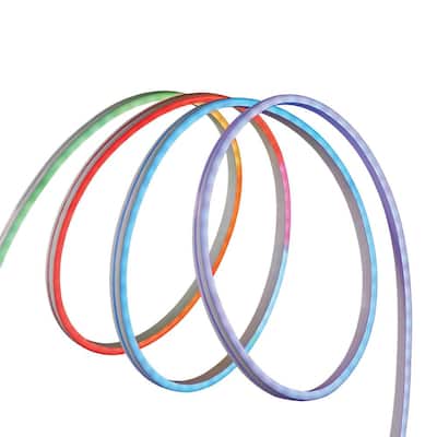 EcoSmart 6.5 ft. RGBWIC Dynamic Color Changing Dimmable Linkable Plug-In LED Neon Flex Strip Light with Remote Control