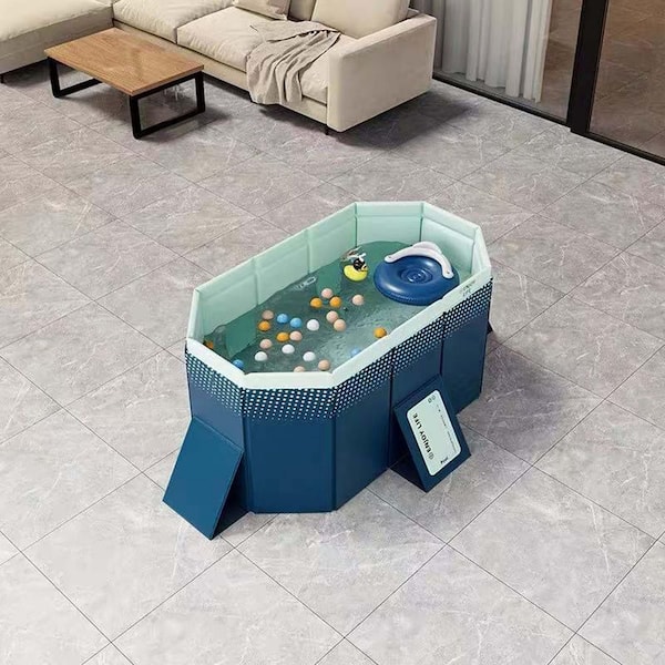 65 in. x 42 in. Rectangle 17.7 in. Deep Small PVC Folding Pool Portable Easy Set Above Ground Swimming Pool