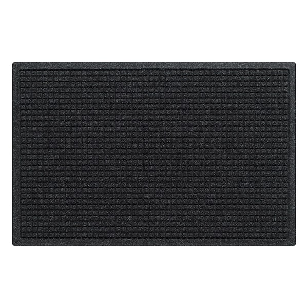 Bungalow Flooring Waterhog Squares 23 in. x 35 in. PET Polyester Indoor Outdoor Door Mat Charcoal