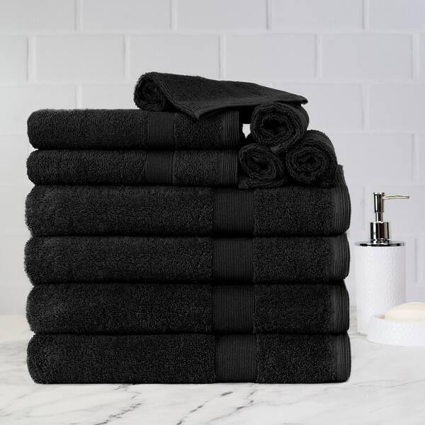 Rocklane 10-Piece Dark Grey Dobby Solid Cotton Bath Towel Set 5865T7K248 -  The Home Depot