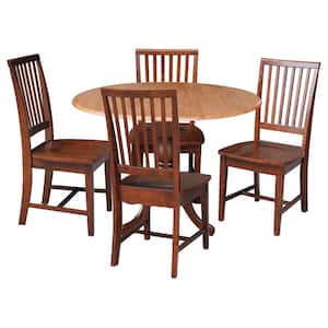 5-Piece 42 in. Cinnemon/Espresso Dual Drop Leaf Table Set with 4-Side chairs