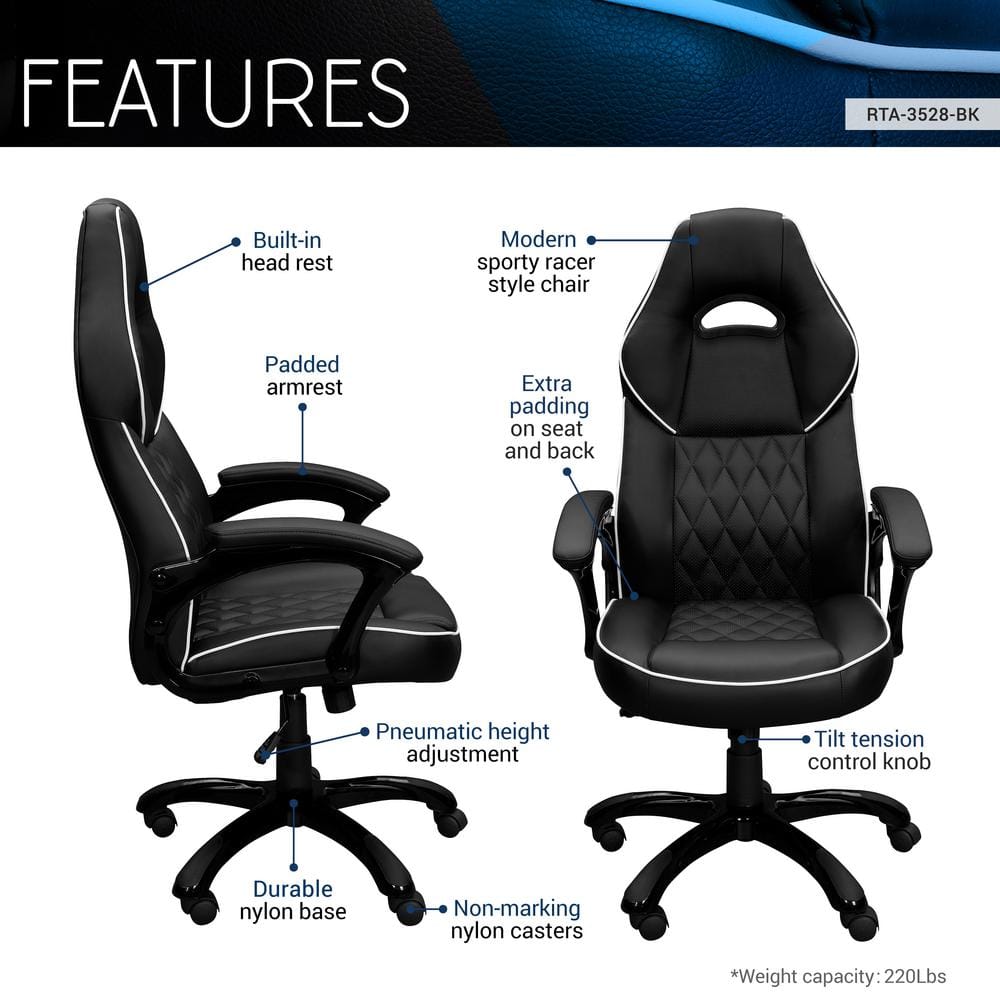 Black High Back Mesh and Leather Executive Swivel Desk Chair