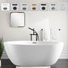 Vanity Art 59 in. Acrylic Flatbottom Freestanding Bathtub in White/Brushed Nickel VA6834-BN-M