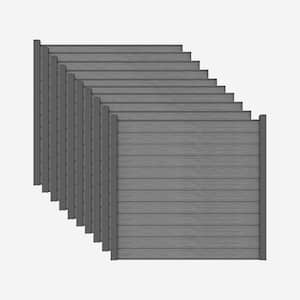 Complete Kit 6 ft. x 6 ft. Embossed Gray WPC Composite Fence Panel with Pronged Holders and Post Kits (10-set)