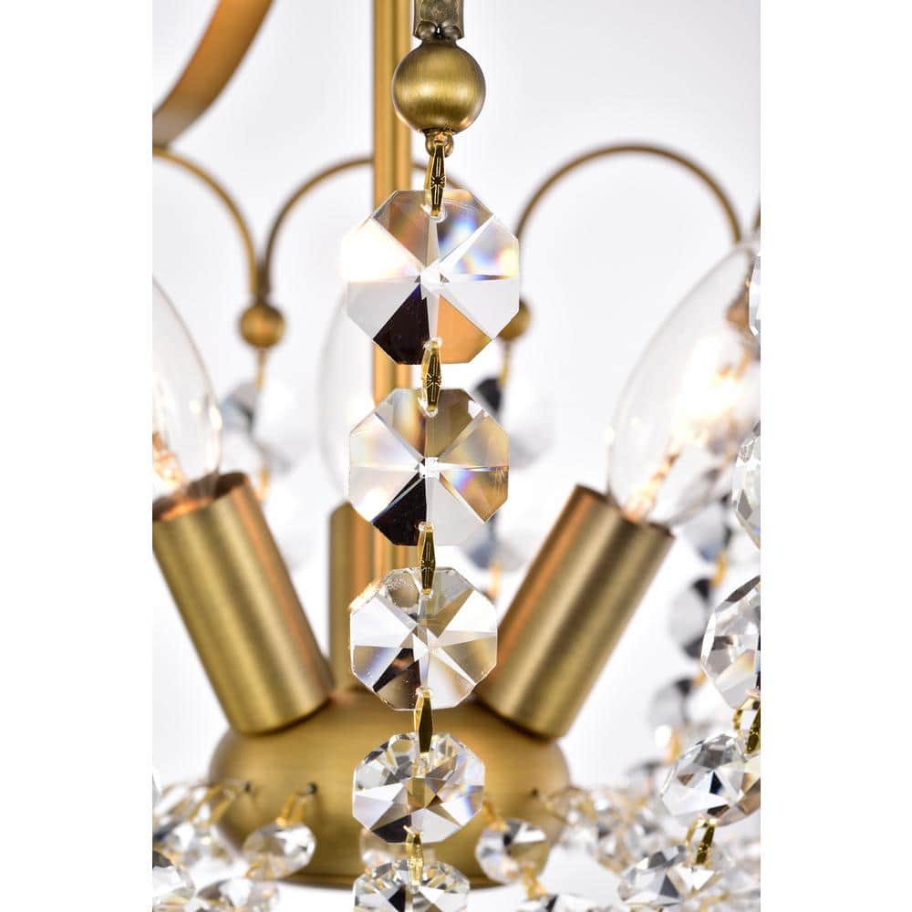 Vintage Brass Semi Flush Mount with Crystal Embellishments