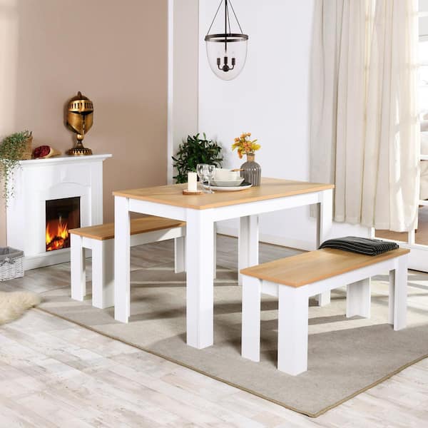 Homy Casa Gabina 3-Piece Retangular Oak Manuefactured Wood Top Dininig Table Set (Seats 4)