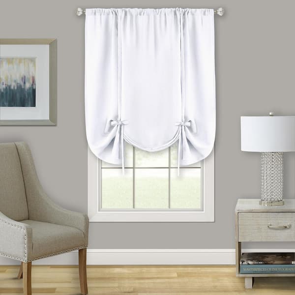 ACHIM Darcy 58 in. W x 63 in. L Polyester Light Filtering Tie-Up Window Panel in White