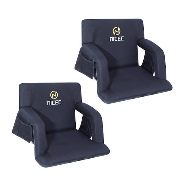 Stadium Seats, Floor Chair, Bleacher Chairs, 5 Reclining Positions Waterproof Cushion, Shoulder Straps&Net Pockets (2-P)