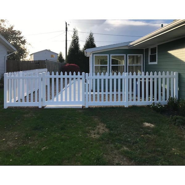 Weatherables Plymouth 8 ft. x 4 ft. White Vinyl Picket Fence Gate Kit