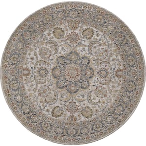 Ivy Ivory 8 ft. Round Vintage Moroccan Area Rug