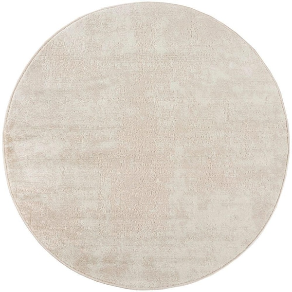 Serenity Home Ivory 4 ft. Round x 4 ft. Abstract Contemporary Round Area Rug
