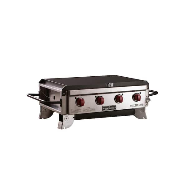 Xtremepowerus 95534-H2 45 in. Portable Outdoor GAS Propane Double Burner Grill BBQ Station in Black w/ Flat Top Griddle & Foldable Side Shelves
