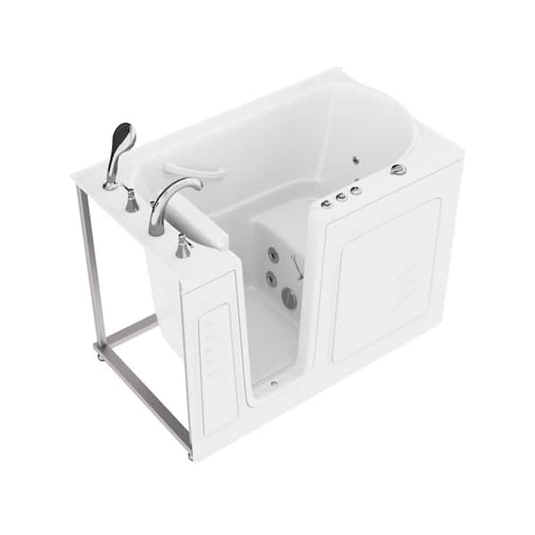 Universal Tubs HD Series 53 in. Left Drain Quick Fill Walk-In Whirlpool Bath Tub with Powered Fast Drain in White