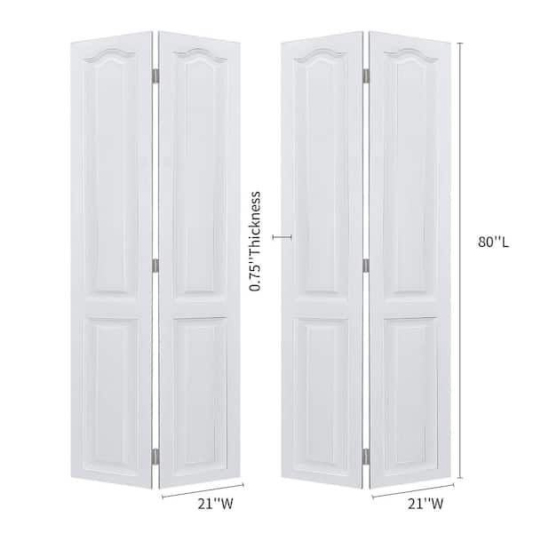Dual 2-Panel Cottagestyle door 3/4in. Thick 42in. x 80in. Solid Core White Finished Vinyl Bi-fold Door With Hardware Kit