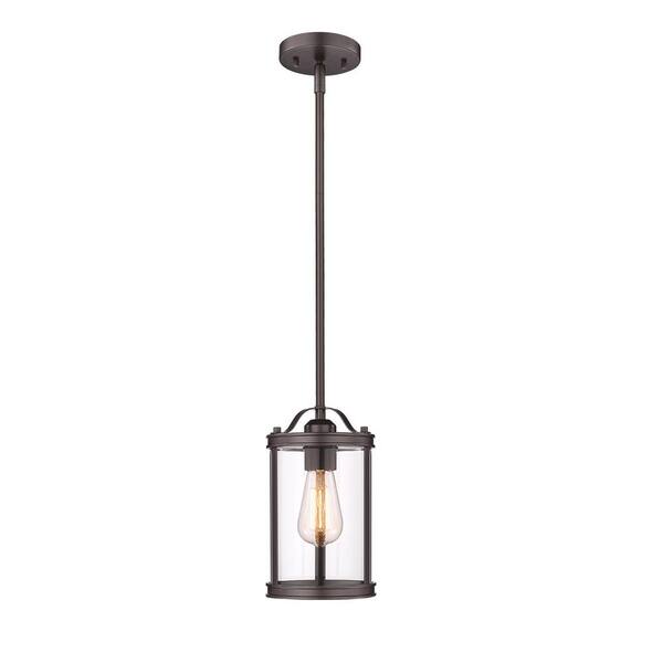 Pasentel Farmhouse 60 Watt 1 Light Oil Rubbed Bronze Finish Metal Shaded Pendant Light With