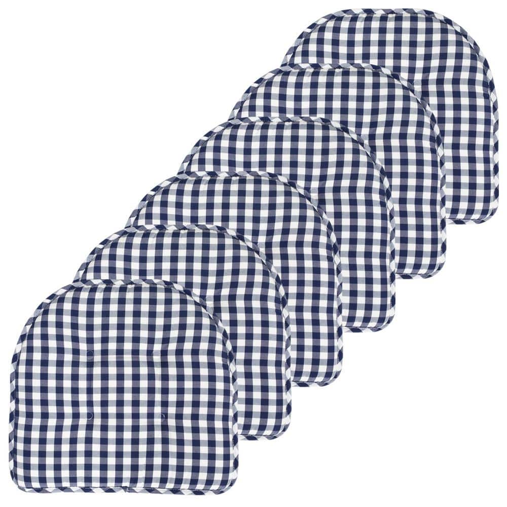 Buffalo Checkered Memory Foam 17 in. x 16 in. U-Shaped Non-Slip Indoor/Outdoor Chair Seat Cushion Navy/White (6-Pack) price history on PriceWatchPro